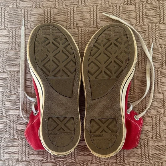 Converse Red High-Top Canvas Sneakers with White Accents - Picture 9 of 13